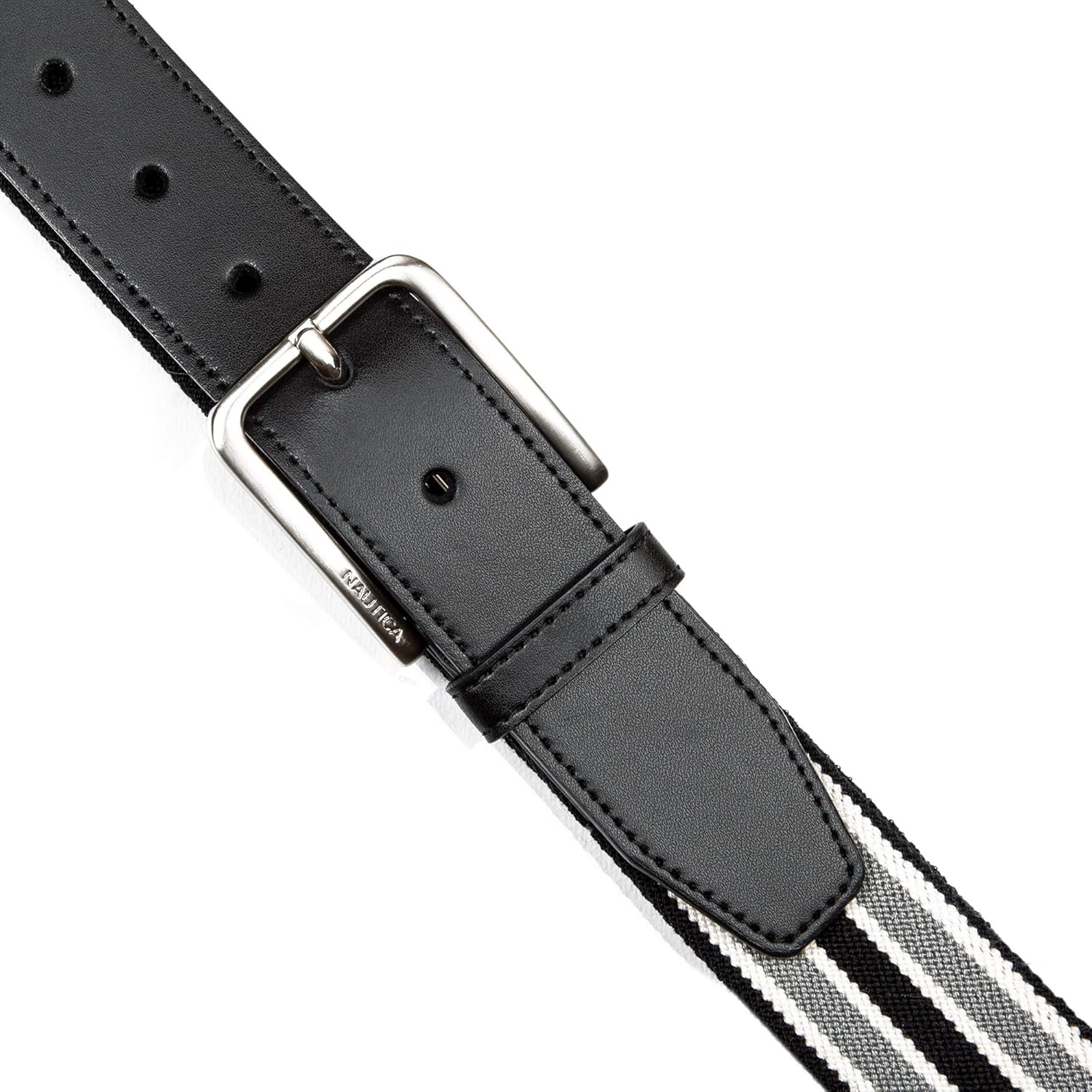 image:imageNautica Mens Stretch Belt Elastic Adjustable Classic Everyday Business Work Casual Metal BuckleStretch Webbing BlackGrey