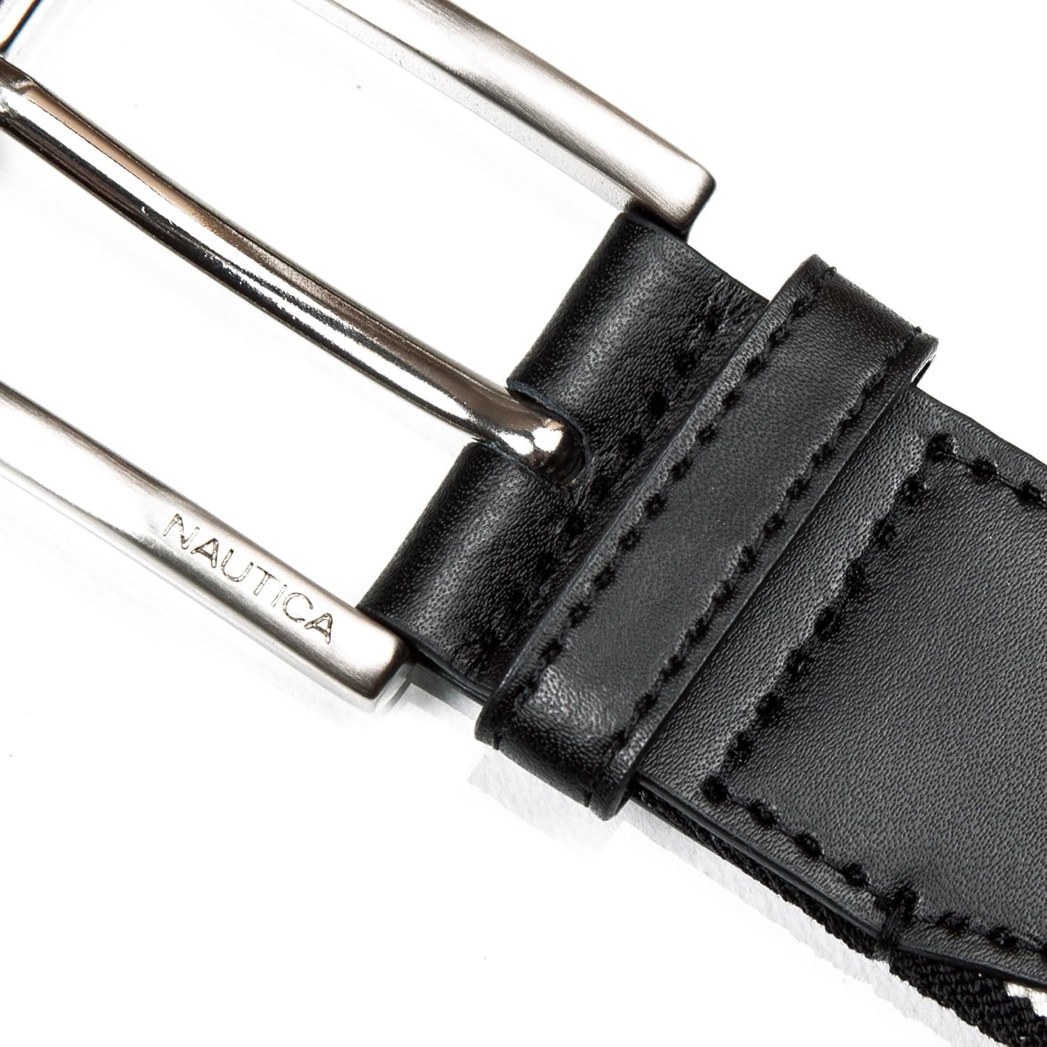 image:imageNautica Mens Stretch Belt Elastic Adjustable Classic Everyday Business Work Casual Metal BuckleStretch Webbing BlackGrey