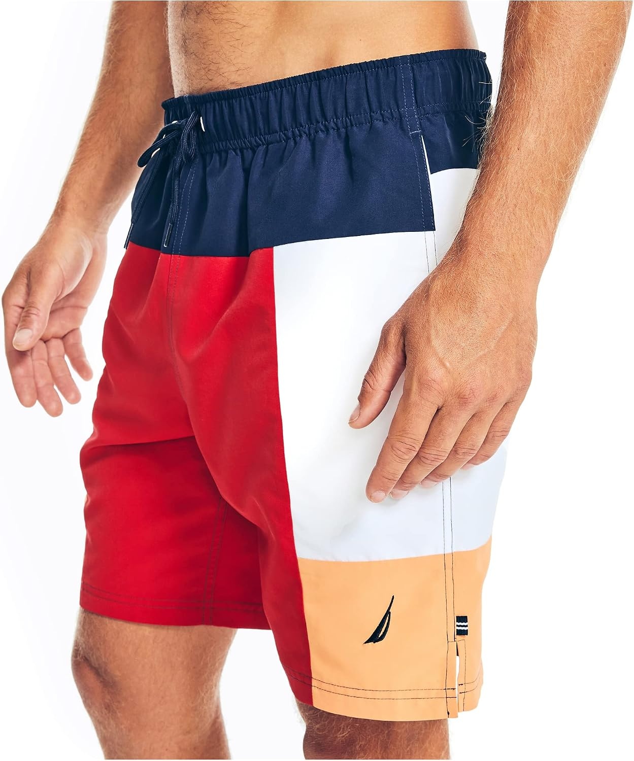 image:imageNautica Mens Sustainably Crafted 8 Colorblock SwimNautica Red