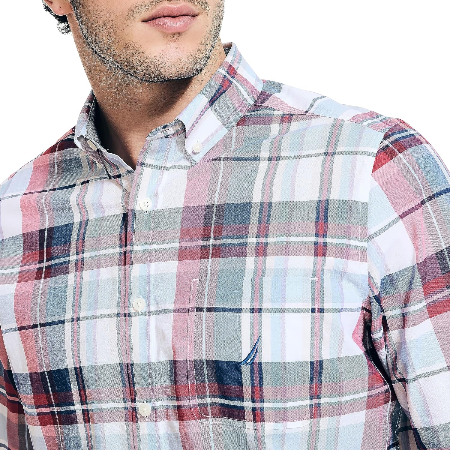 image:imageNautica Mens Sustainably Crafted Plaid ShirtBright White