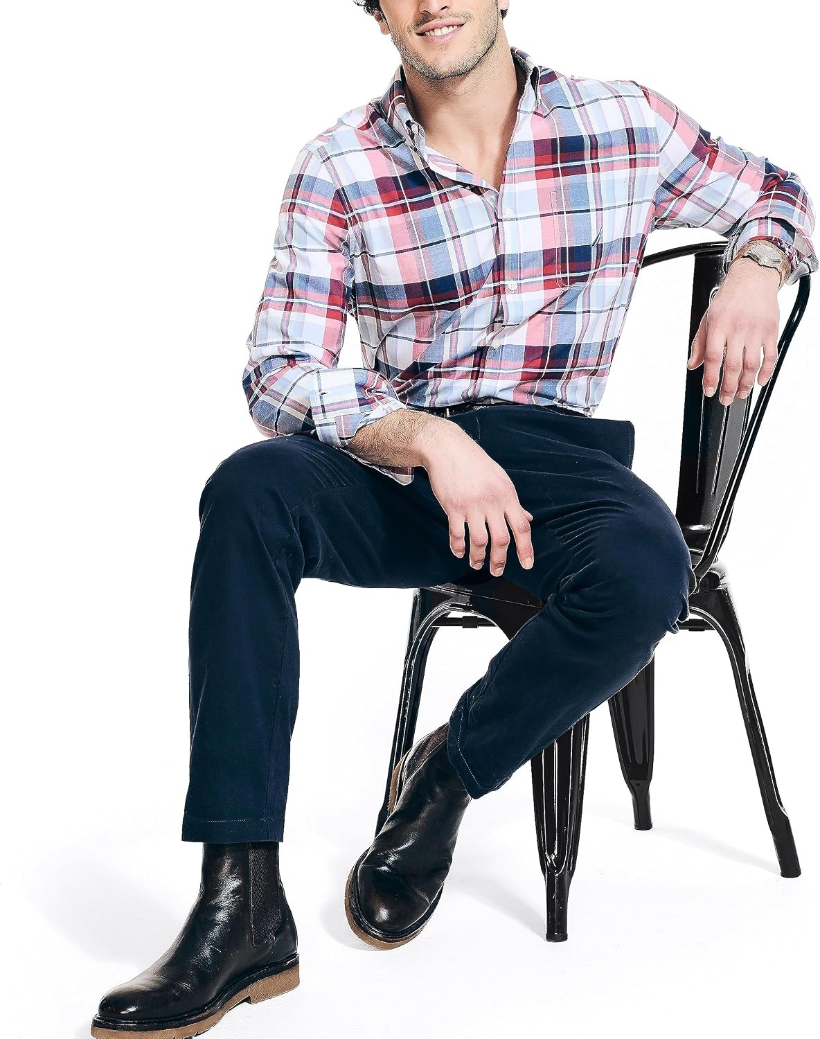 image:imageNautica Mens Sustainably Crafted Plaid ShirtBright White