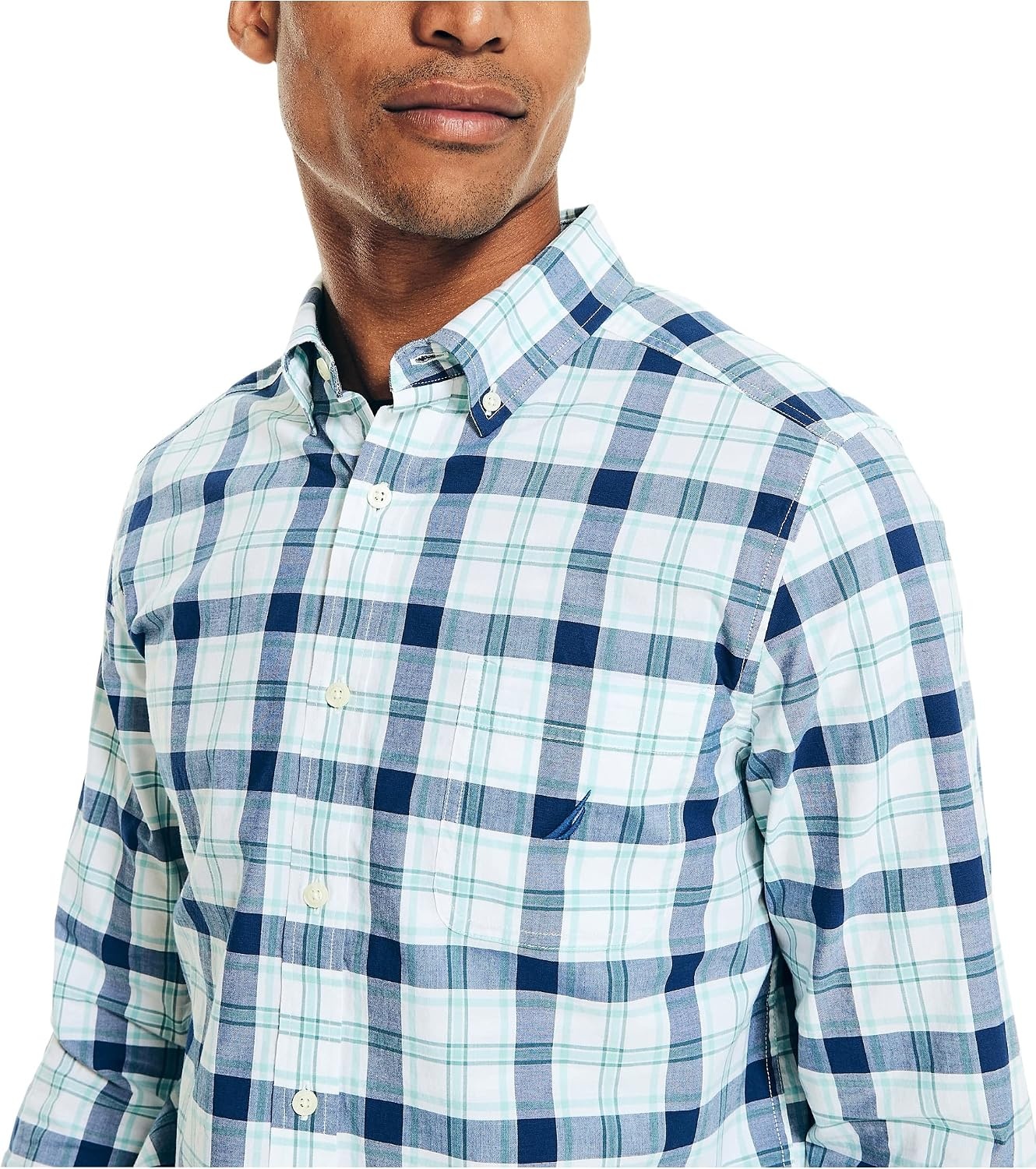 image:imageNautica Mens Sustainably Crafted Plaid ShirtBright White1