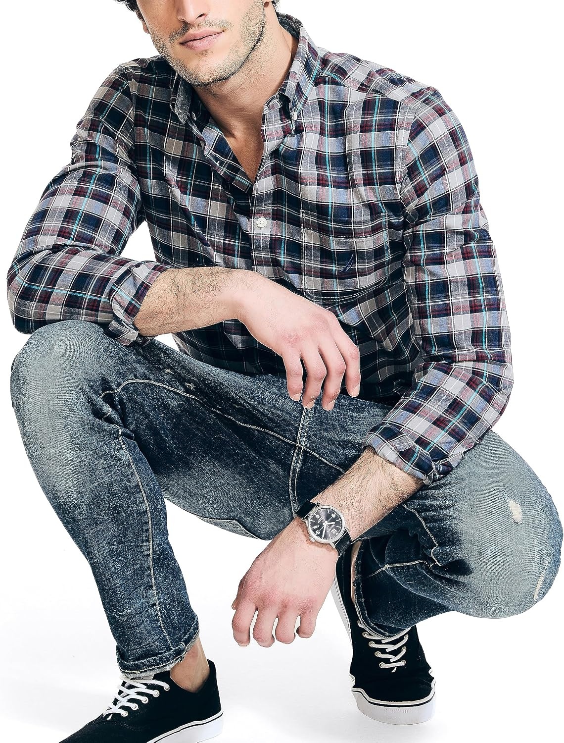 image:imageNautica Mens Sustainably Crafted Plaid ShirtGriffin Grey