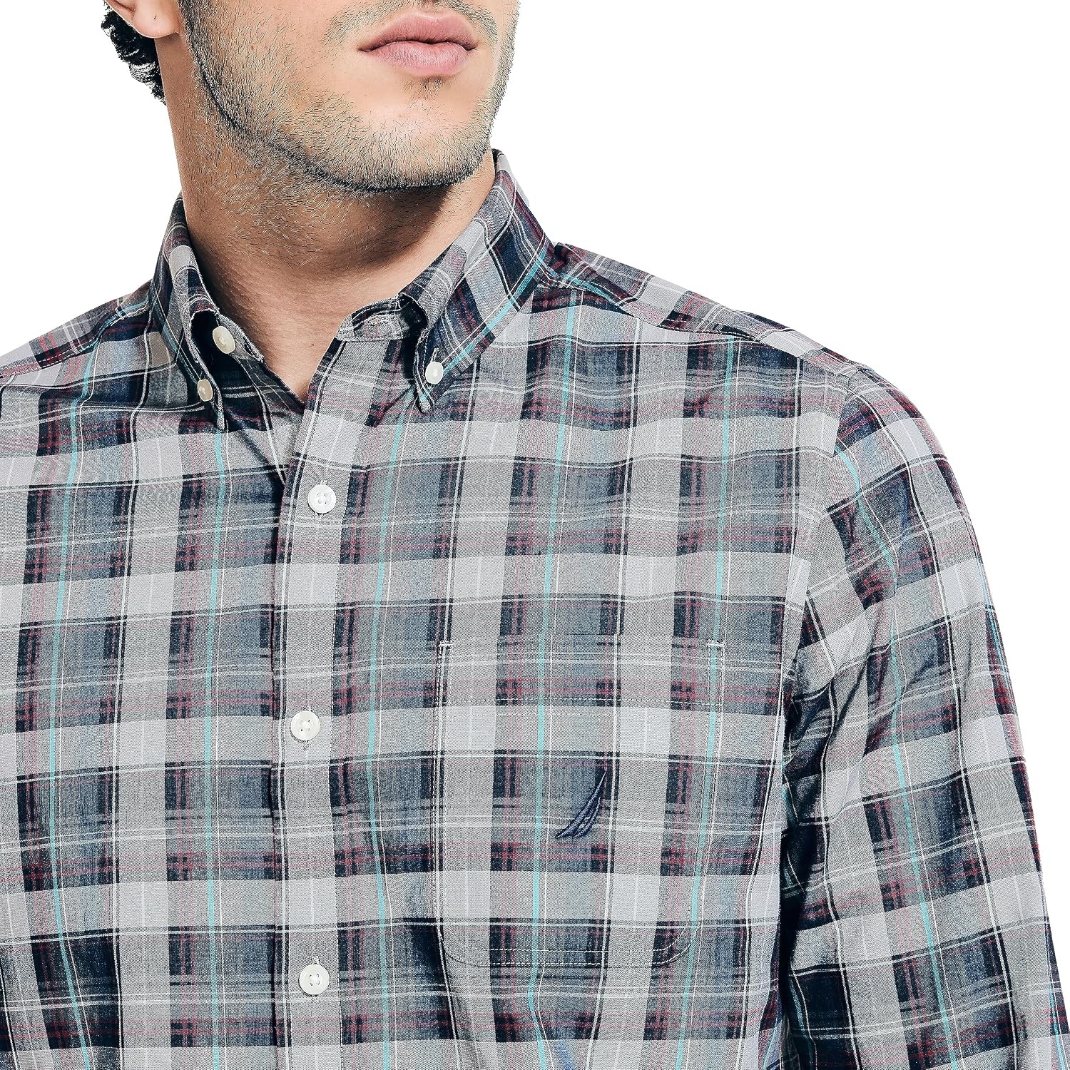 image:imageNautica Mens Sustainably Crafted Plaid ShirtGriffin Grey