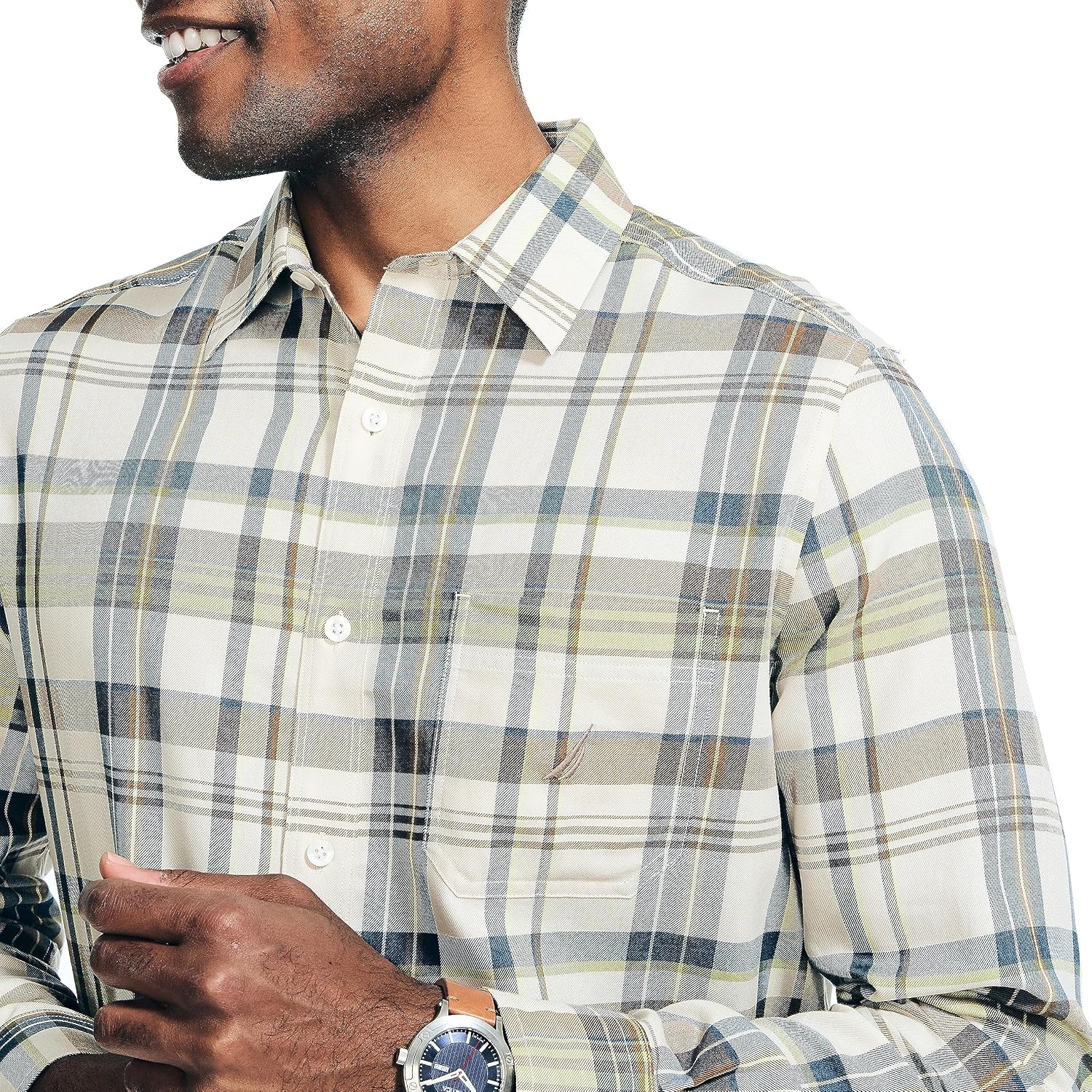 image:imageNautica Mens Sustainably Crafted Plaid ShirtOatmeal