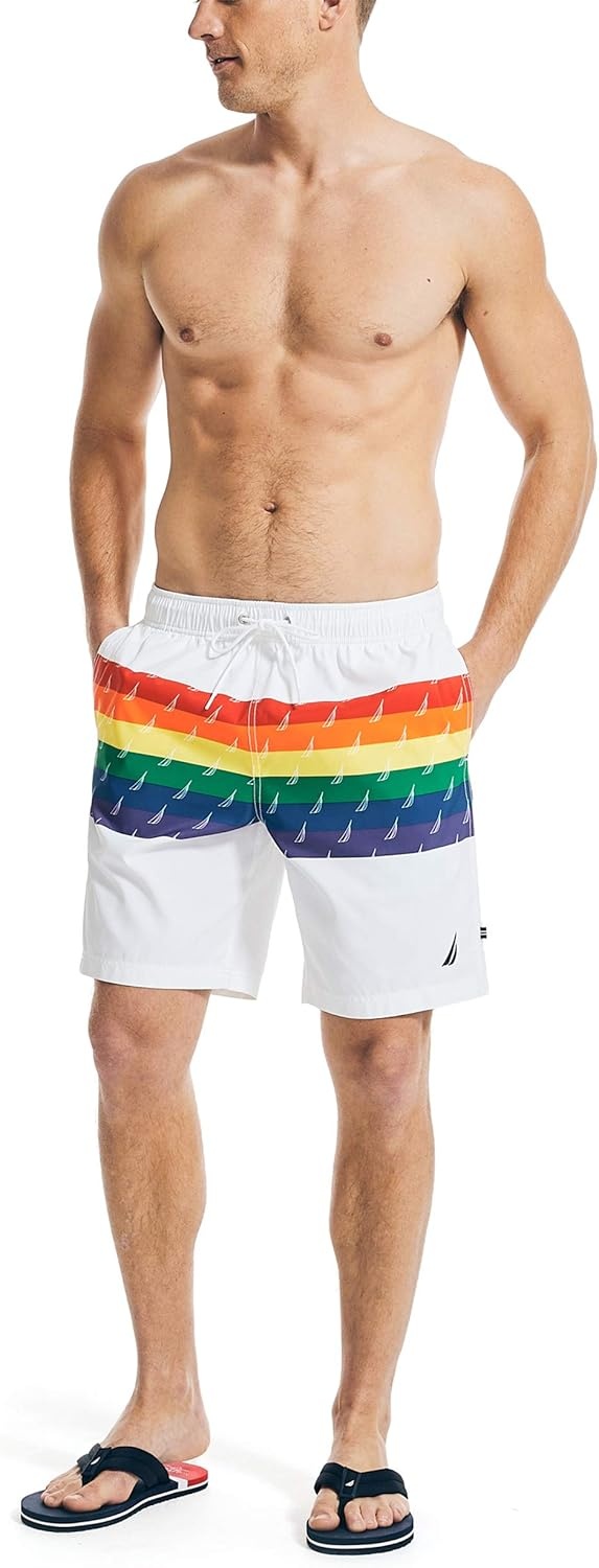 image:imageNautica Mens Sustainably Crafted Pride Swim ShortBright White