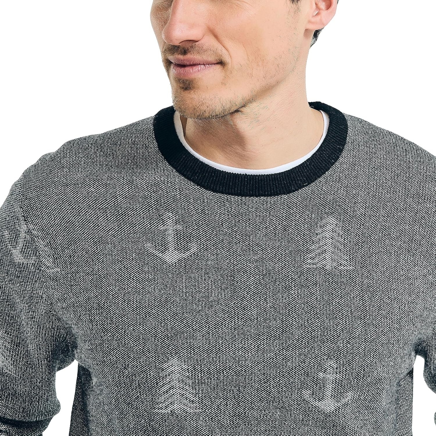 image:imageNautica Mens Sustainably Crafted Printed Crewneck SweaterTrue Black