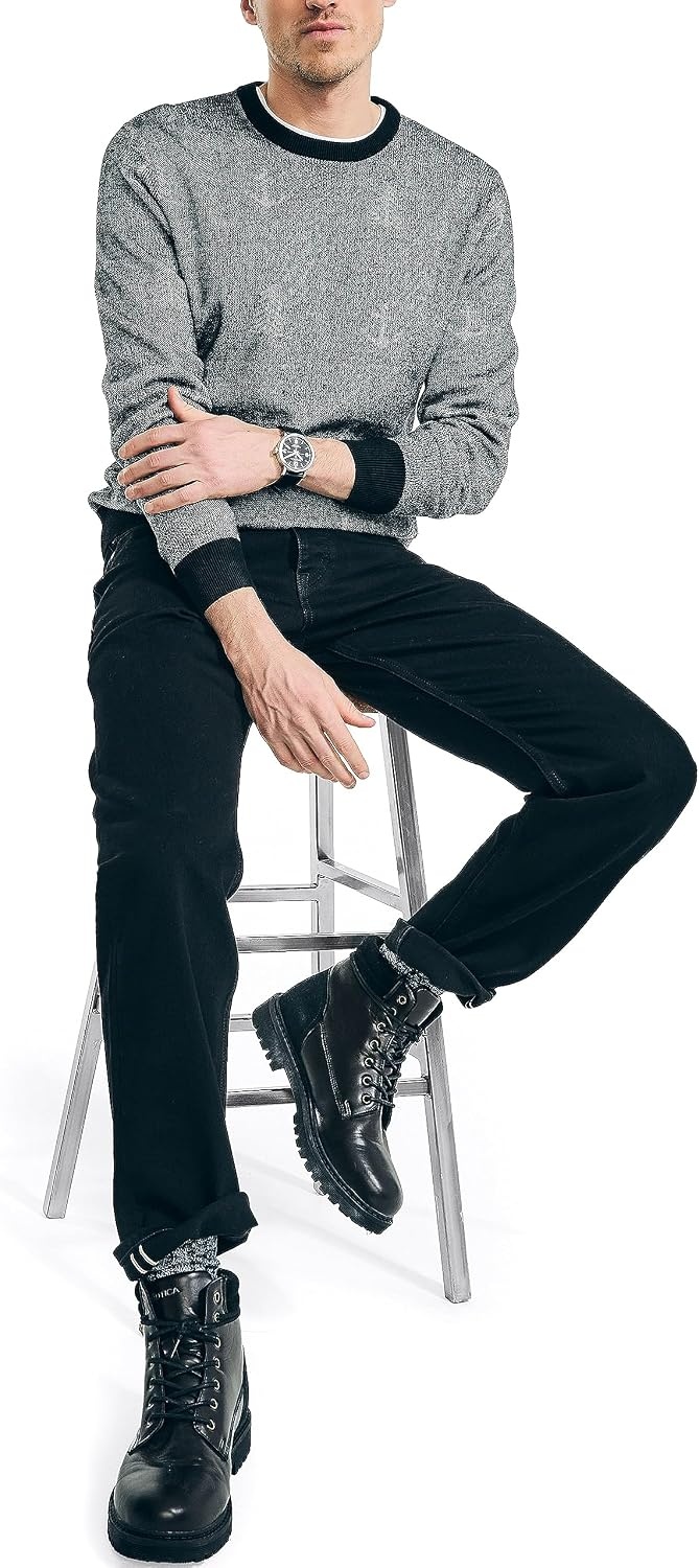 image:imageNautica Mens Sustainably Crafted Printed Crewneck SweaterTrue Black