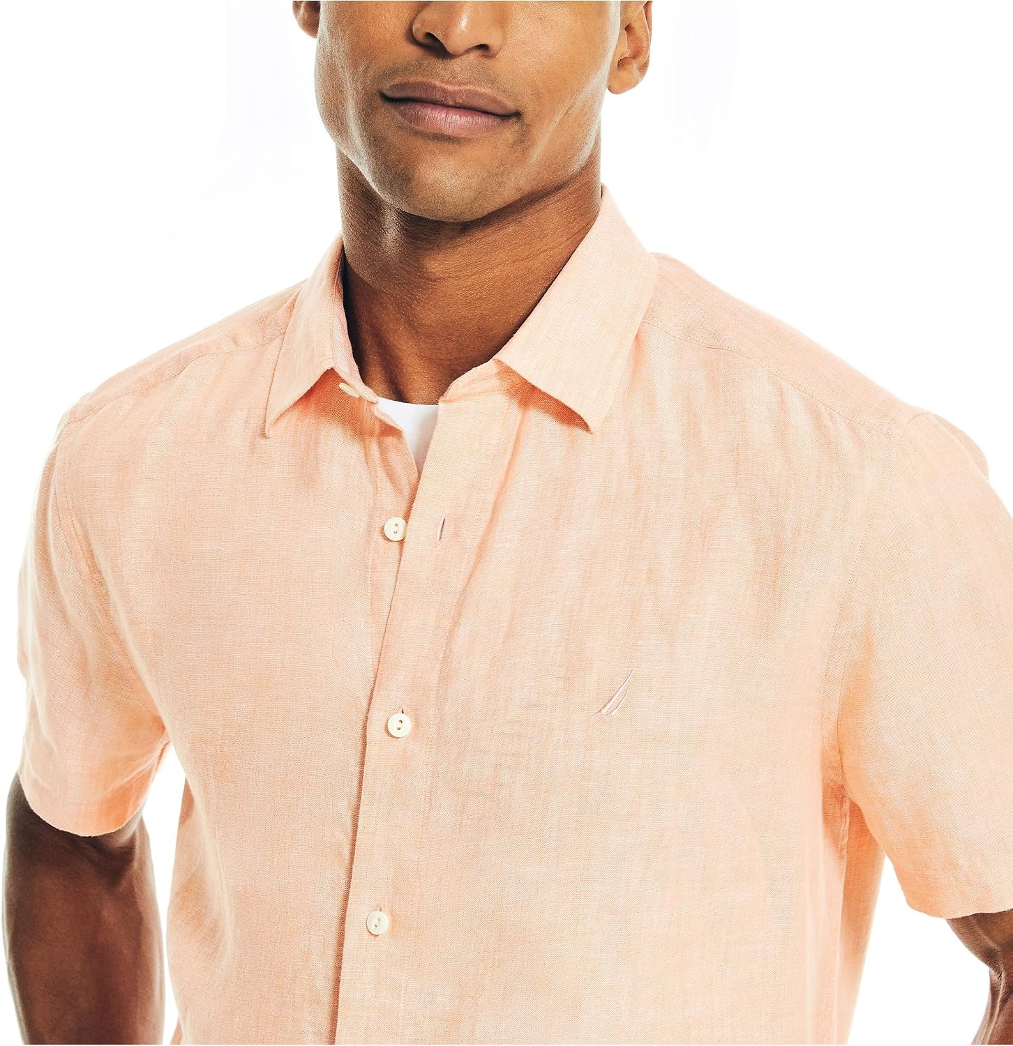 image:imageNautica Mens Sustainably Crafted Printed Linen ShortSleeve ShirtCoral Reef