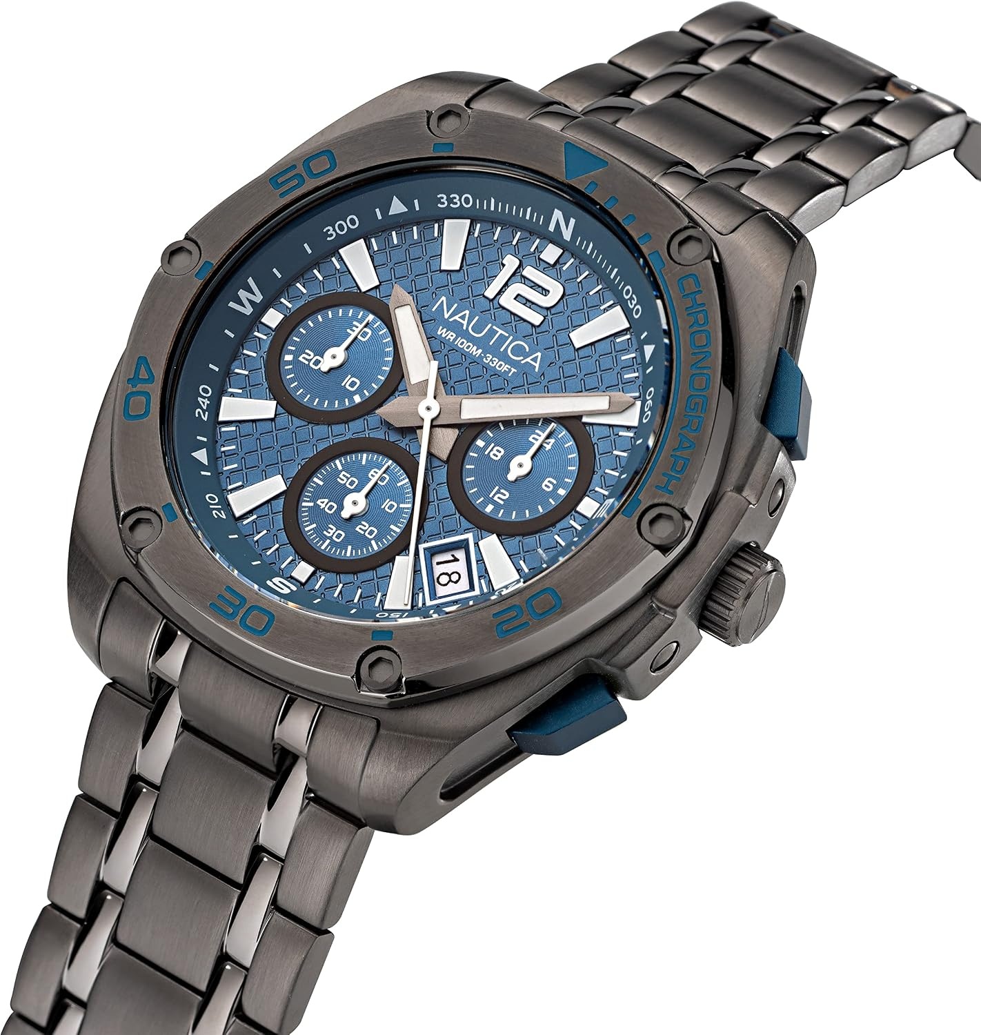 image:imageNautica Mens Tin Can Bay WatchGunmetalBlueSilver