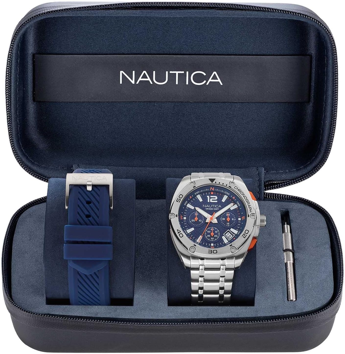 image:imageNautica Mens Tin Can Bay WatchSilverBlueSilver