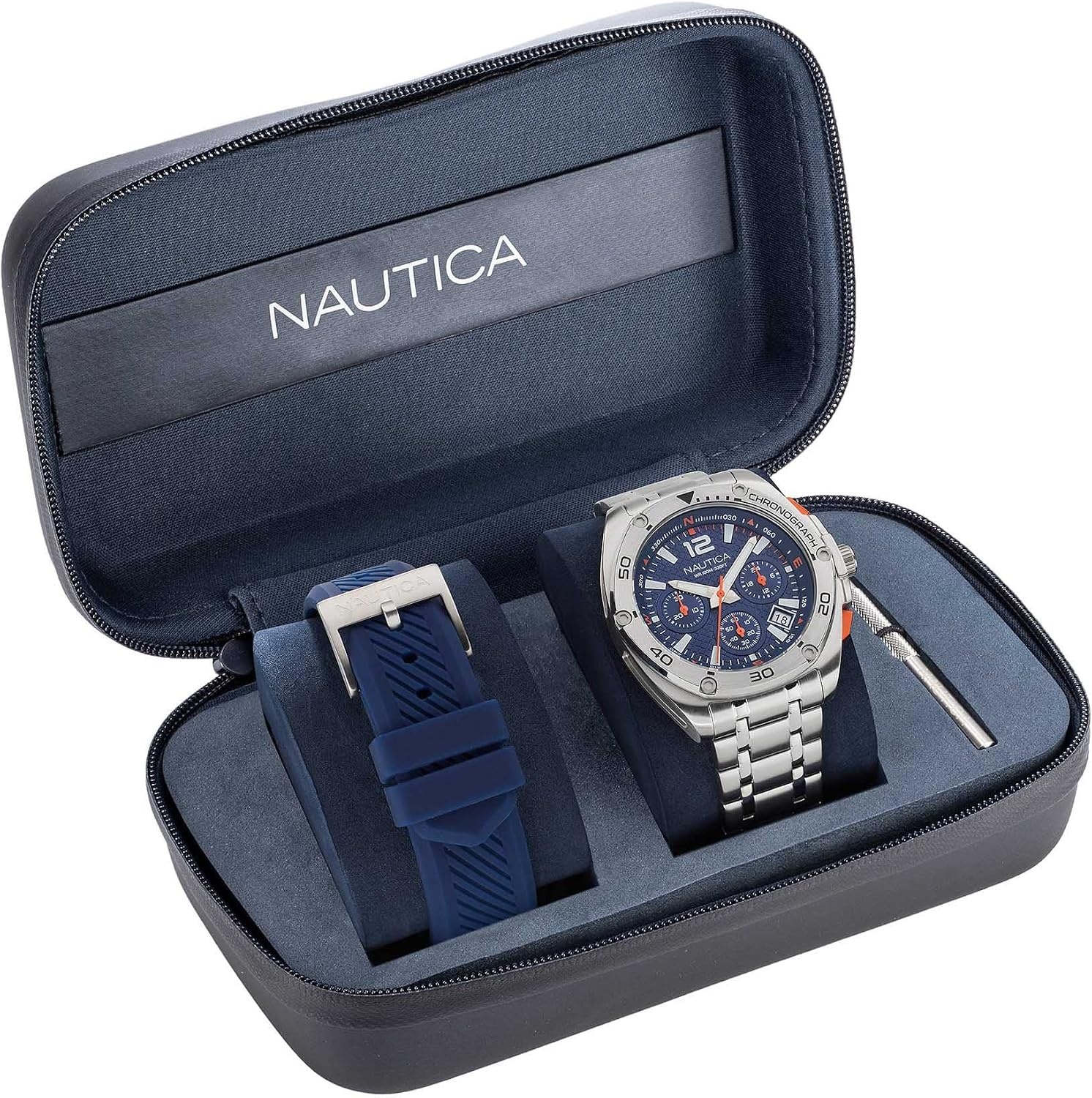 image:imageNautica Mens Tin Can Bay WatchSilverBlueSilver