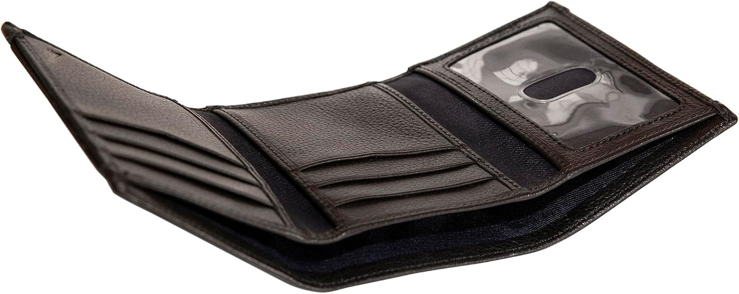 image:imageNautica Mens Trifold Wallet RFID Blocking Protection ID Window Card Slots Genuine Leather DurableRubberLeather Black