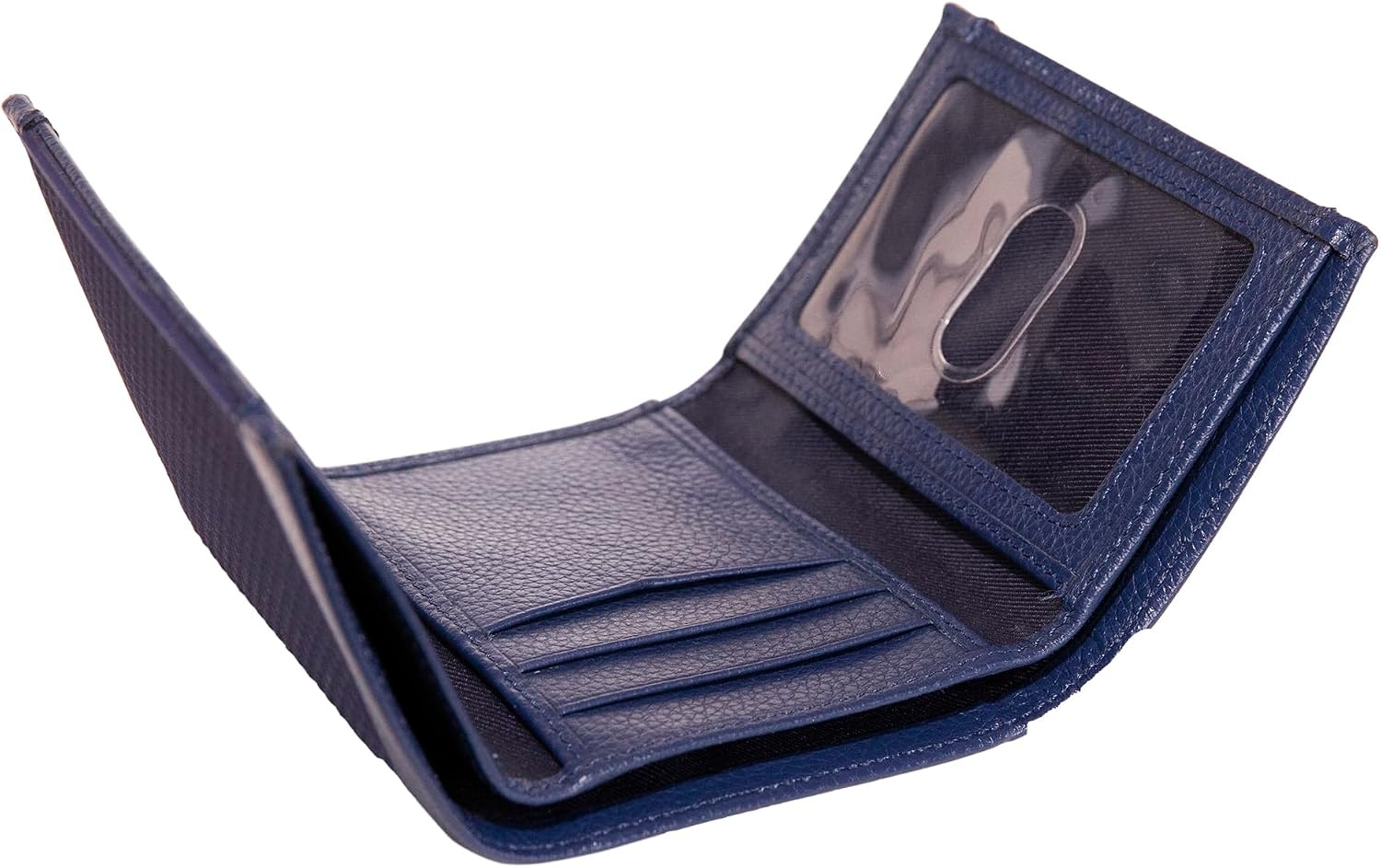 image:imageNautica Mens Trifold Wallet RFID Blocking Protection ID Window Card Slots Genuine Leather DurableRubberLeather Navy