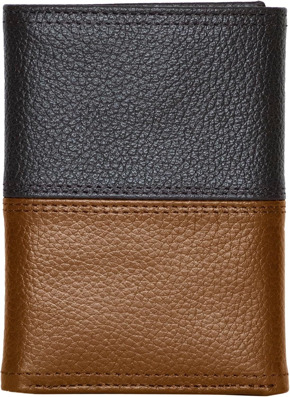 image:imageNautica Mens Trifold Wallet RFID Blocking Protection ID Window Card Slots Genuine Leather DurableTwo Tone BlackCognac