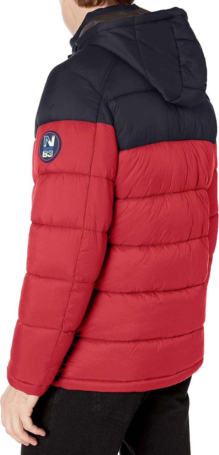 image:imageNautica Mens Water Resistant Nylon Puffer JacketN Red