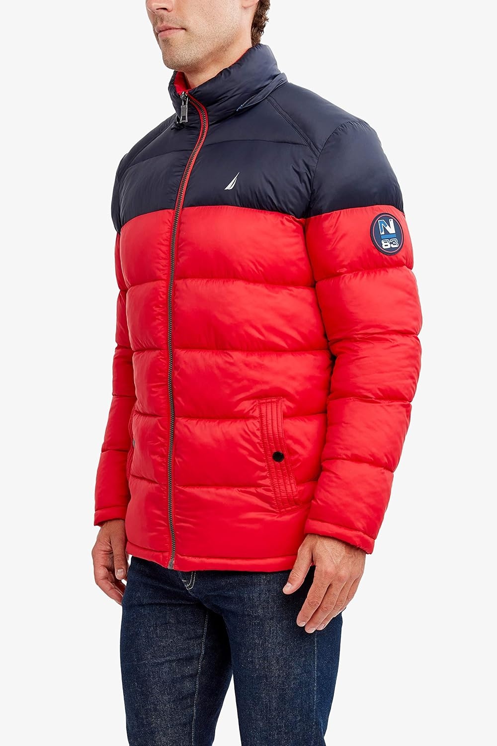 image:imageNautica Mens Water Resistant Nylon Puffer JacketN Red