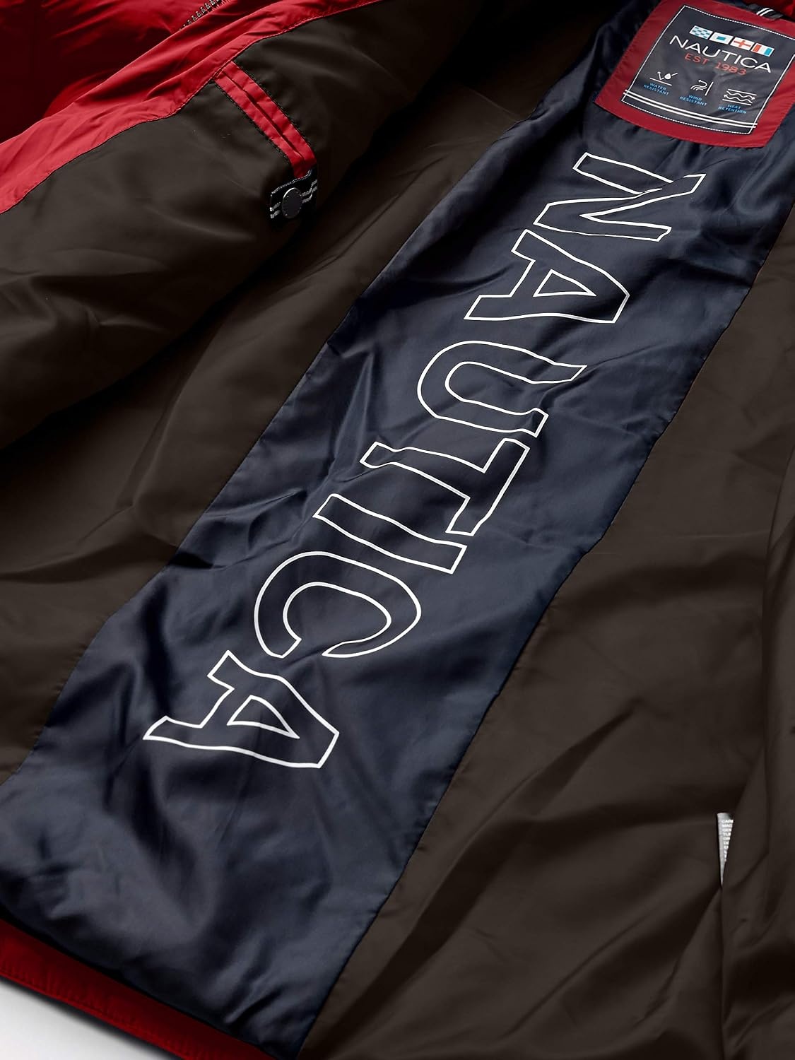 image:imageNautica Mens Water Resistant Nylon Puffer JacketN Red