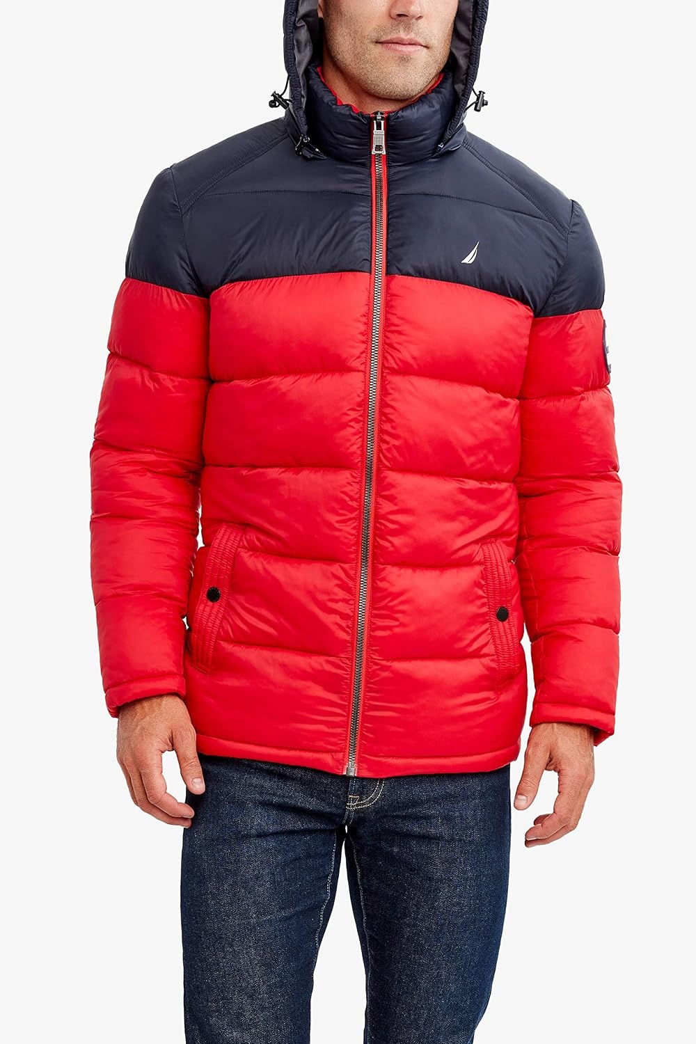 image:imageNautica Mens Water Resistant Nylon Puffer JacketN Red