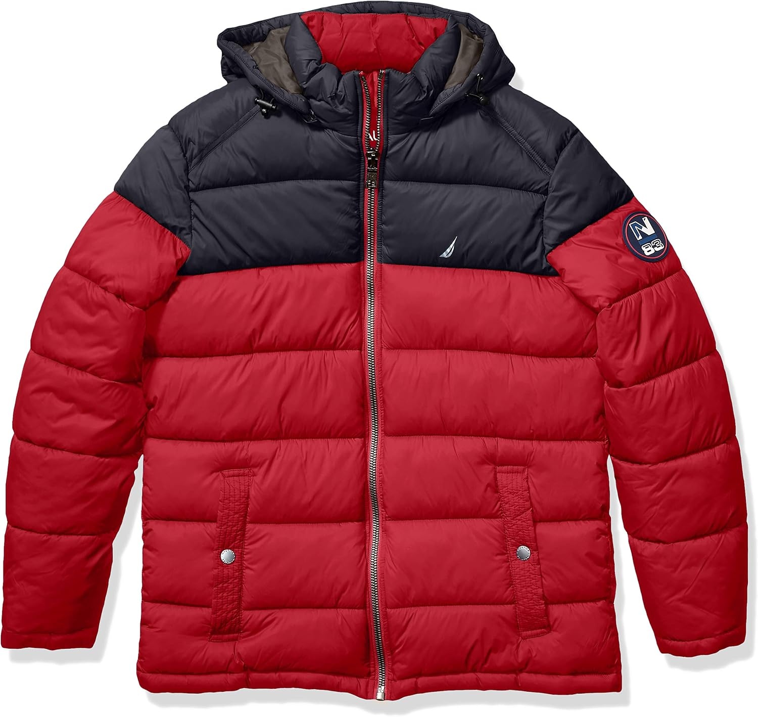 image:imageNautica Mens Water Resistant Nylon Puffer JacketN Red