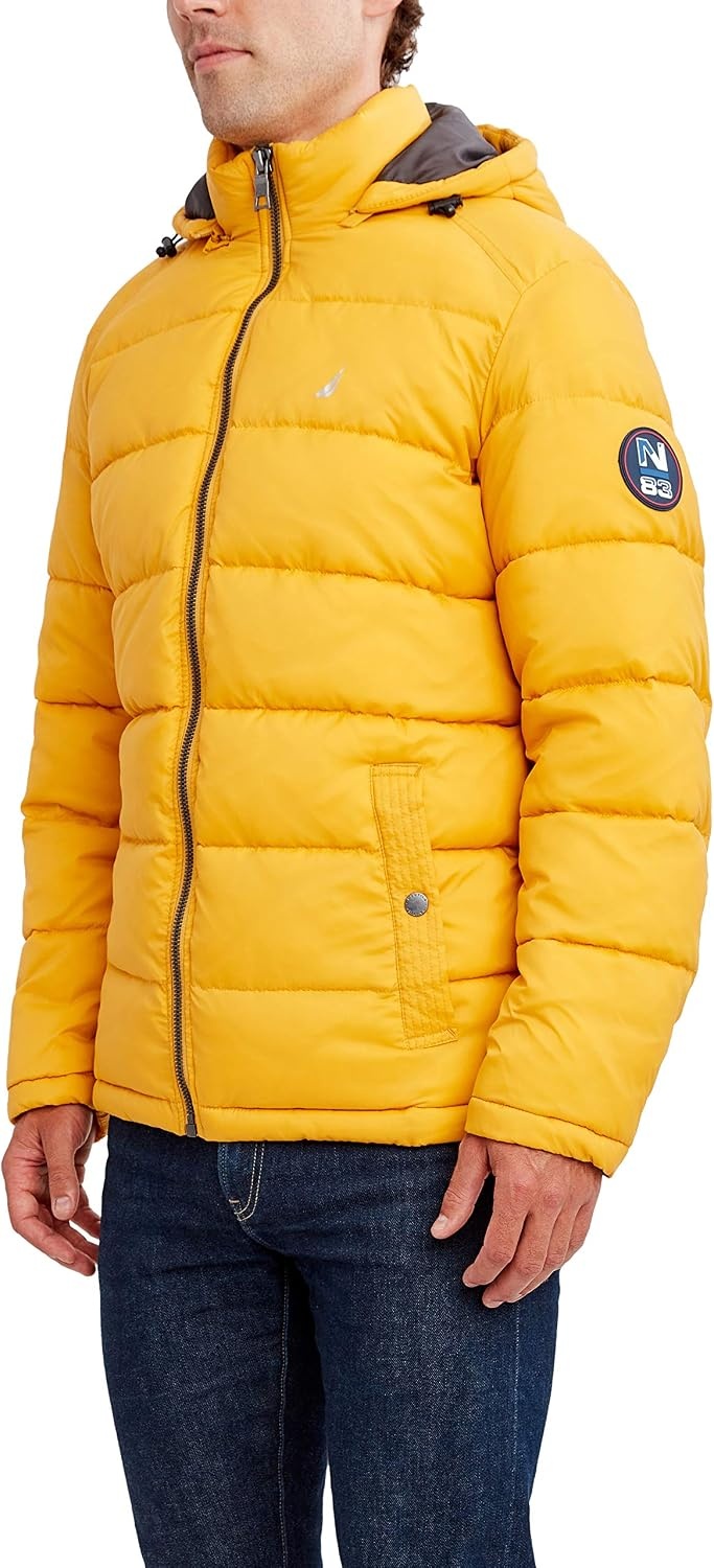 image:imageNautica Mens Water Resistant Nylon Puffer JacketOld Gold