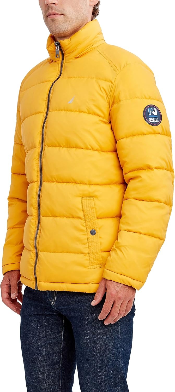 image:imageNautica Mens Water Resistant Nylon Puffer JacketOld Gold