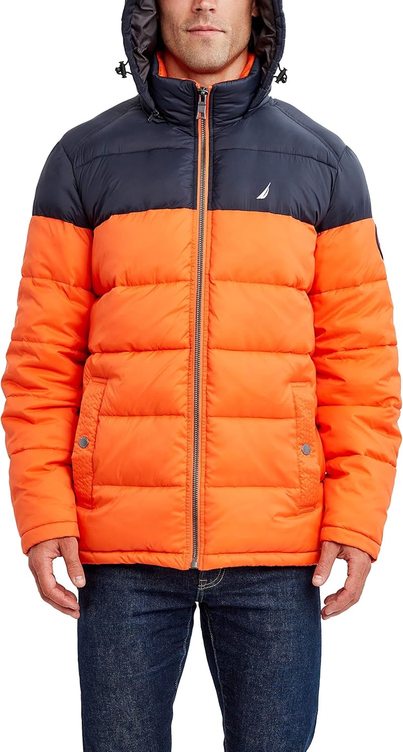 image:imageNautica Mens Water Resistant Nylon Puffer JacketRustic Sunset