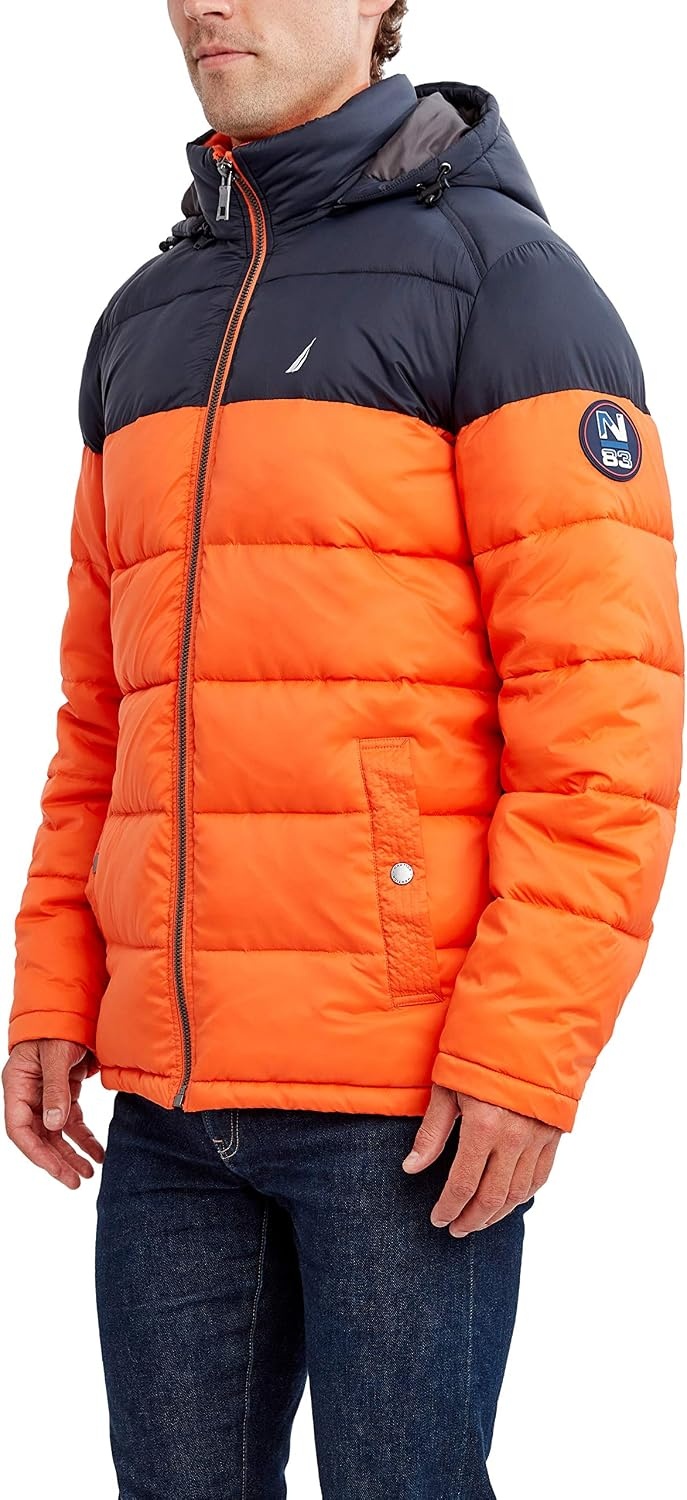 image:imageNautica Mens Water Resistant Nylon Puffer JacketRustic Sunset