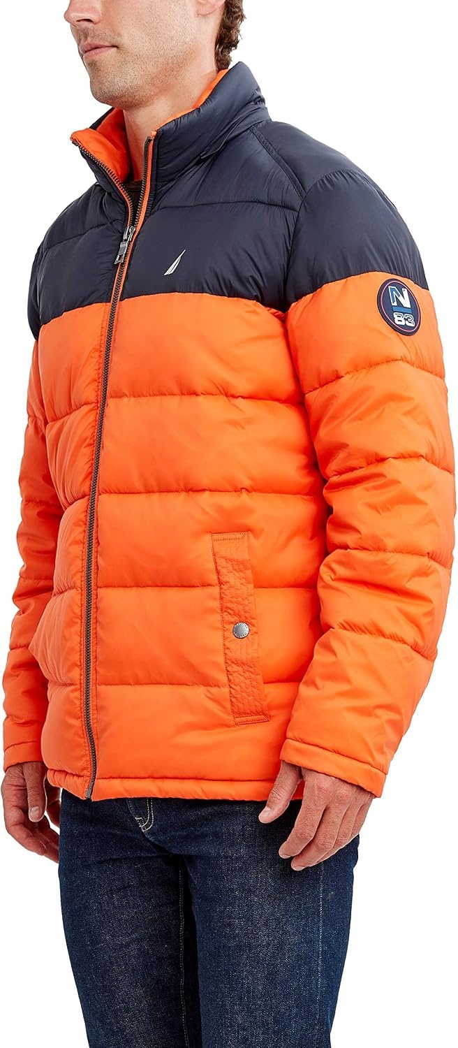 image:imageNautica Mens Water Resistant Nylon Puffer JacketRustic Sunset