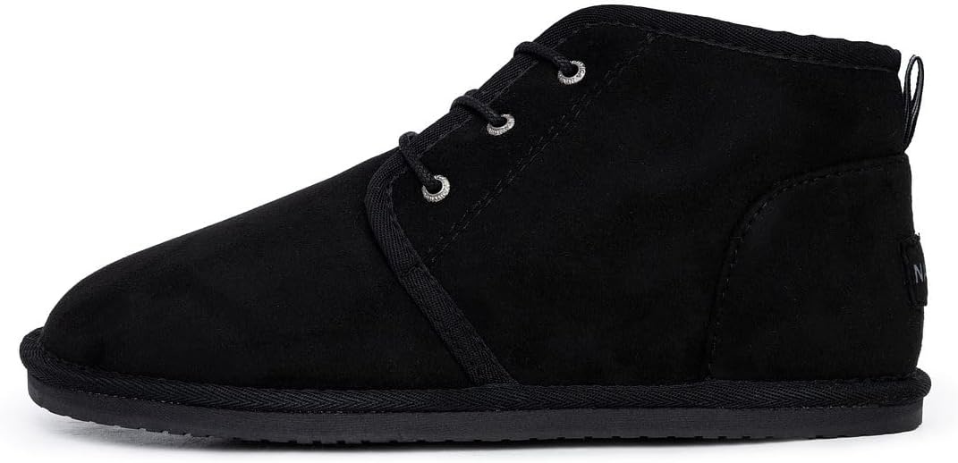image:imageNautica Mens Winter Ankle Boots Sherpa Lined Lace Up Slippers for Cold Weather Warm Indoor Outdoor House Shoes Comfortable Cozy BootiesBlack