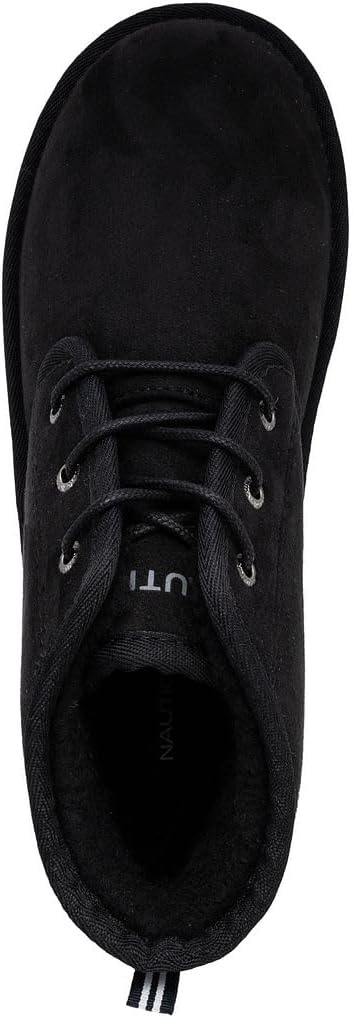 image:imageNautica Mens Winter Ankle Boots Sherpa Lined Lace Up Slippers for Cold Weather Warm Indoor Outdoor House Shoes Comfortable Cozy BootiesBlack
