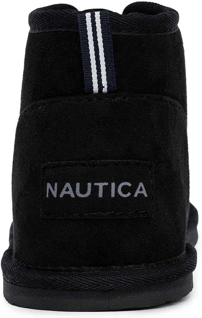 image:imageNautica Mens Winter Ankle Boots Sherpa Lined Lace Up Slippers for Cold Weather Warm Indoor Outdoor House Shoes Comfortable Cozy BootiesBlack