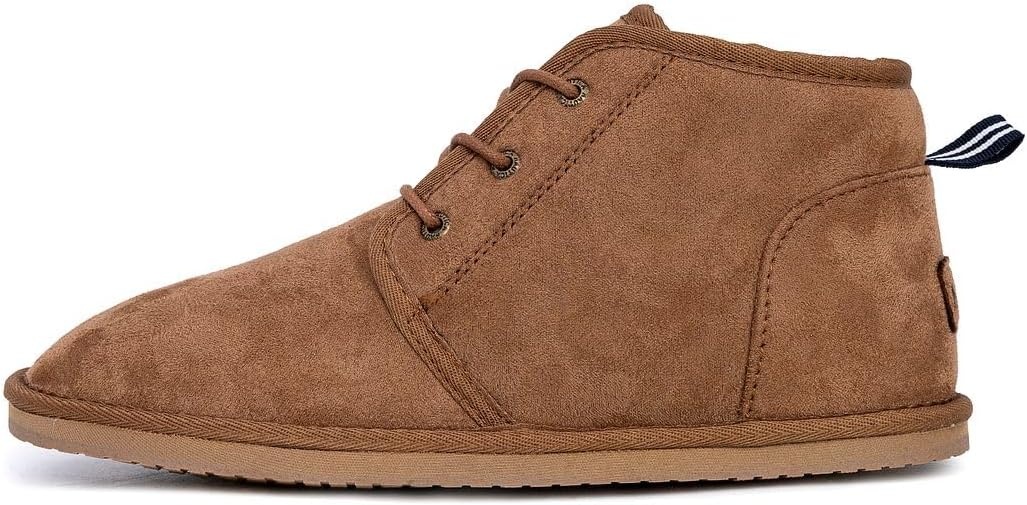 image:imageNautica Mens Winter Ankle Boots Sherpa Lined Lace Up Slippers for Cold Weather Warm Indoor Outdoor House Shoes Comfortable Cozy BootiesTan
