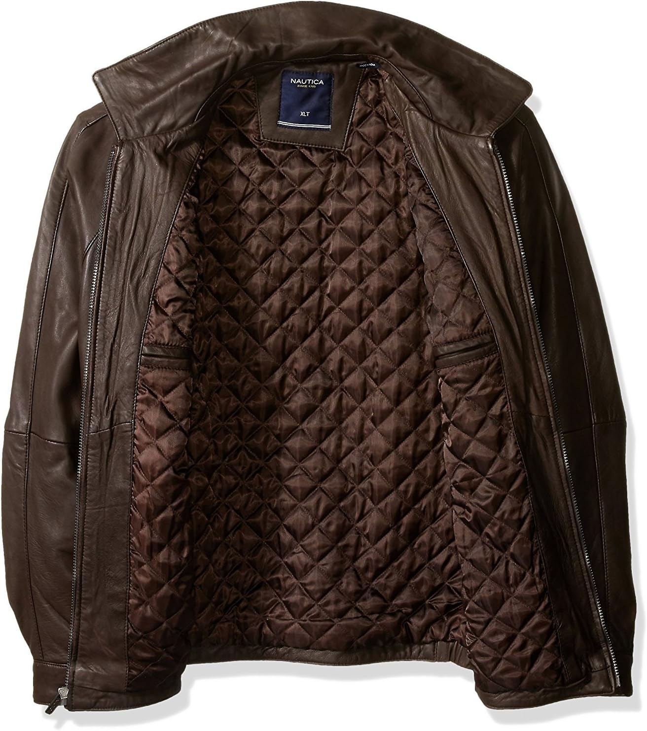 image:imageNautica Mens Wool Blend Lightweight Insulated Jacket Printed Daimond Quilted InteriorChocolate