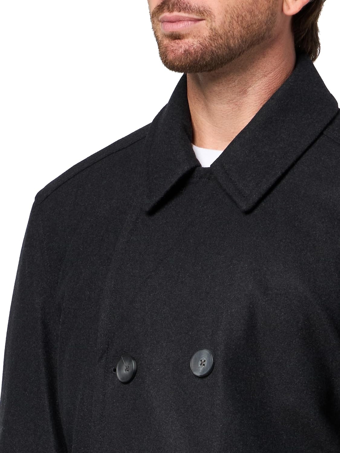 image:imageNautica Mens Wool Blend Peacoat DoubleBreasted Winter Coat Regular Big amp Tall SizesCharcoal