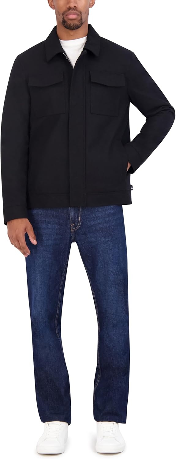 image:imageNautica Mens Wool Jacket Diamond Quilted Lining Polyfill Insulation Snap amp Zip ClosureAnthracite