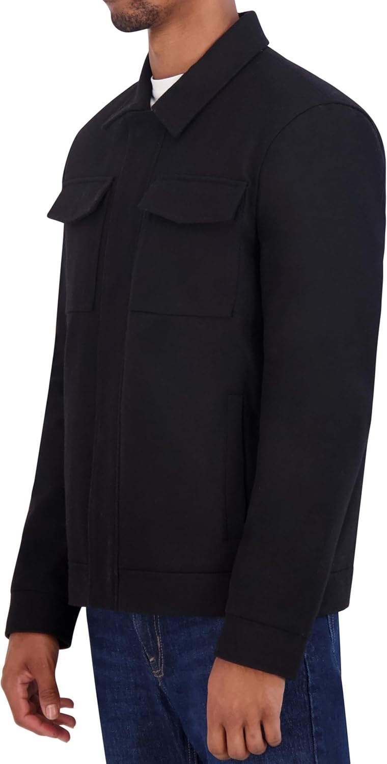 image:imageNautica Mens Wool Jacket Diamond Quilted Lining Polyfill Insulation Snap amp Zip ClosureAnthracite