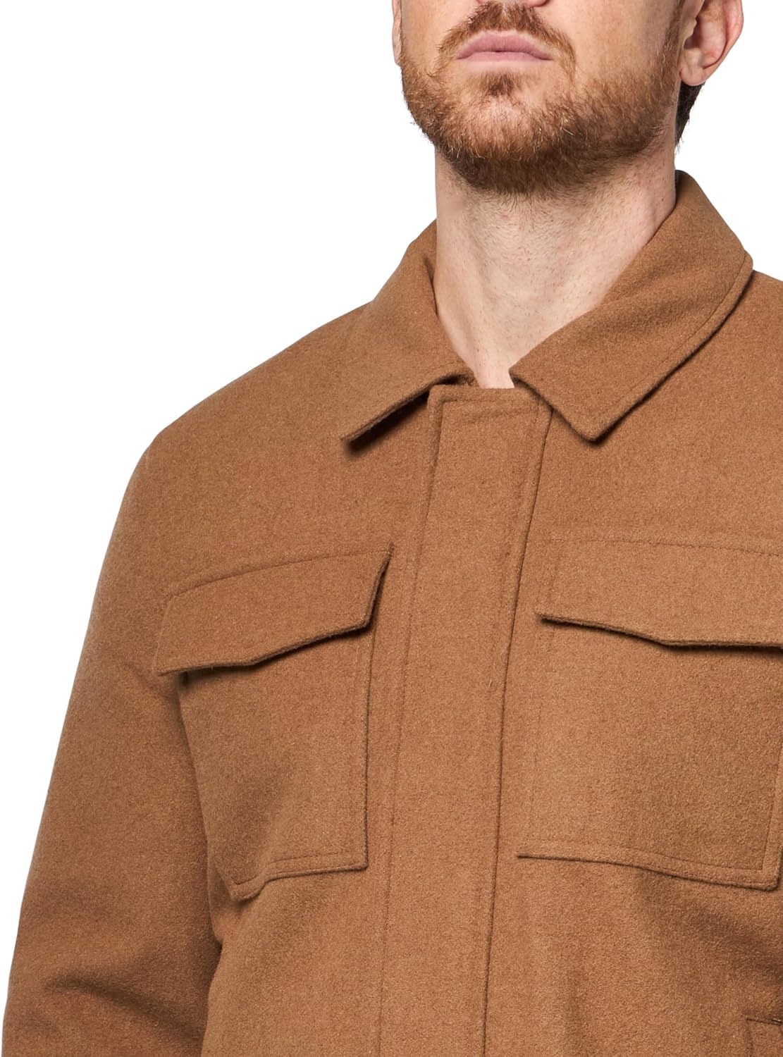 image:imageNautica Mens Wool Jacket Diamond Quilted Lining Polyfill Insulation Snap amp Zip ClosureCamel