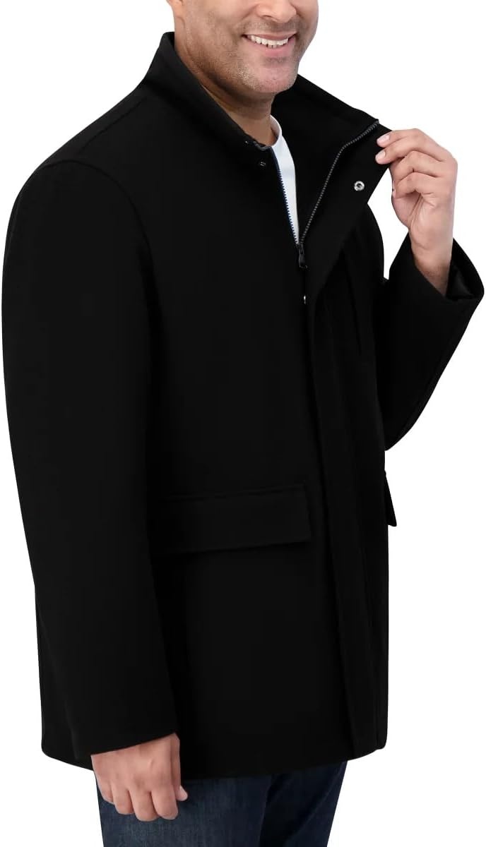 image:imageNautica Mens Wool Jacket Diamond Quilted Lining Polyfill Insulation Snap amp Zip ClosureOnyx