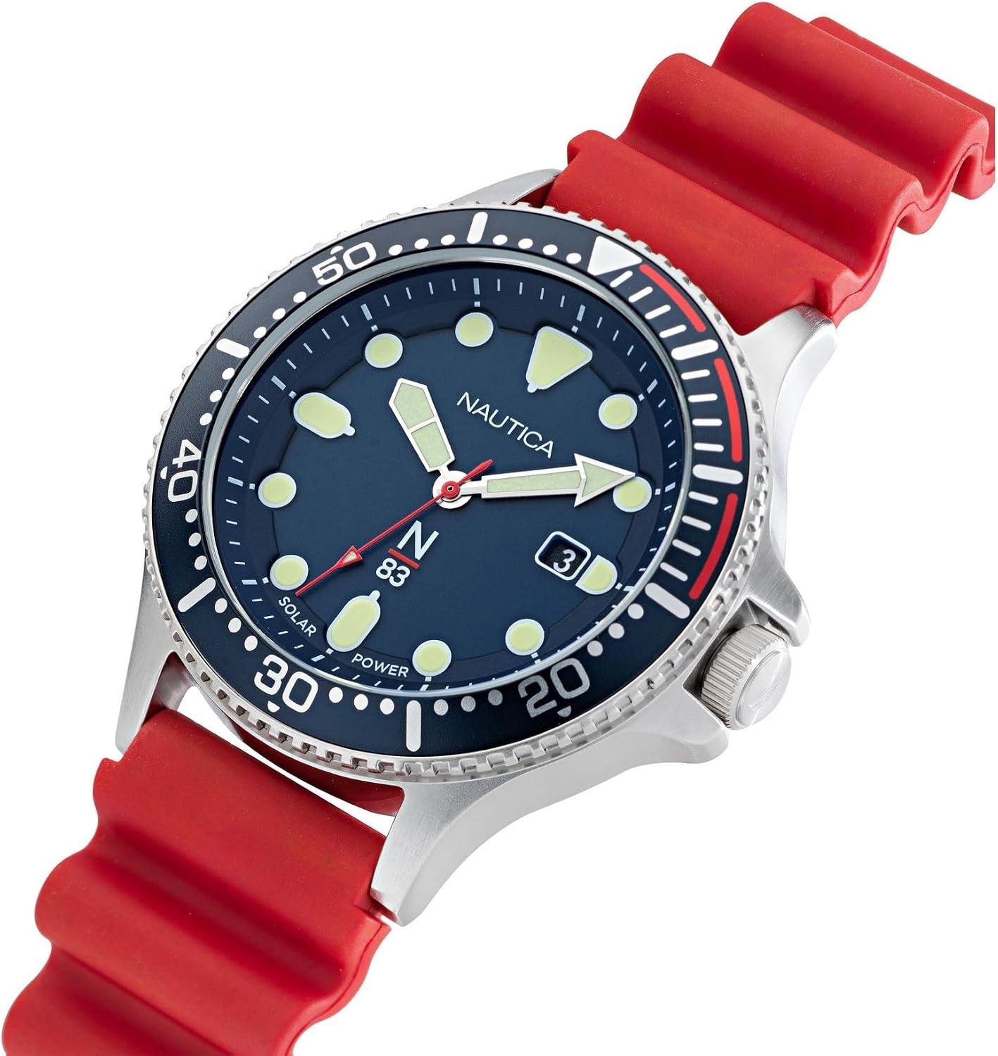 image:imageNautica N83 Mens NAPCBS301 Cocoa Beach Red Wheat PU Fiber Strap Watch
