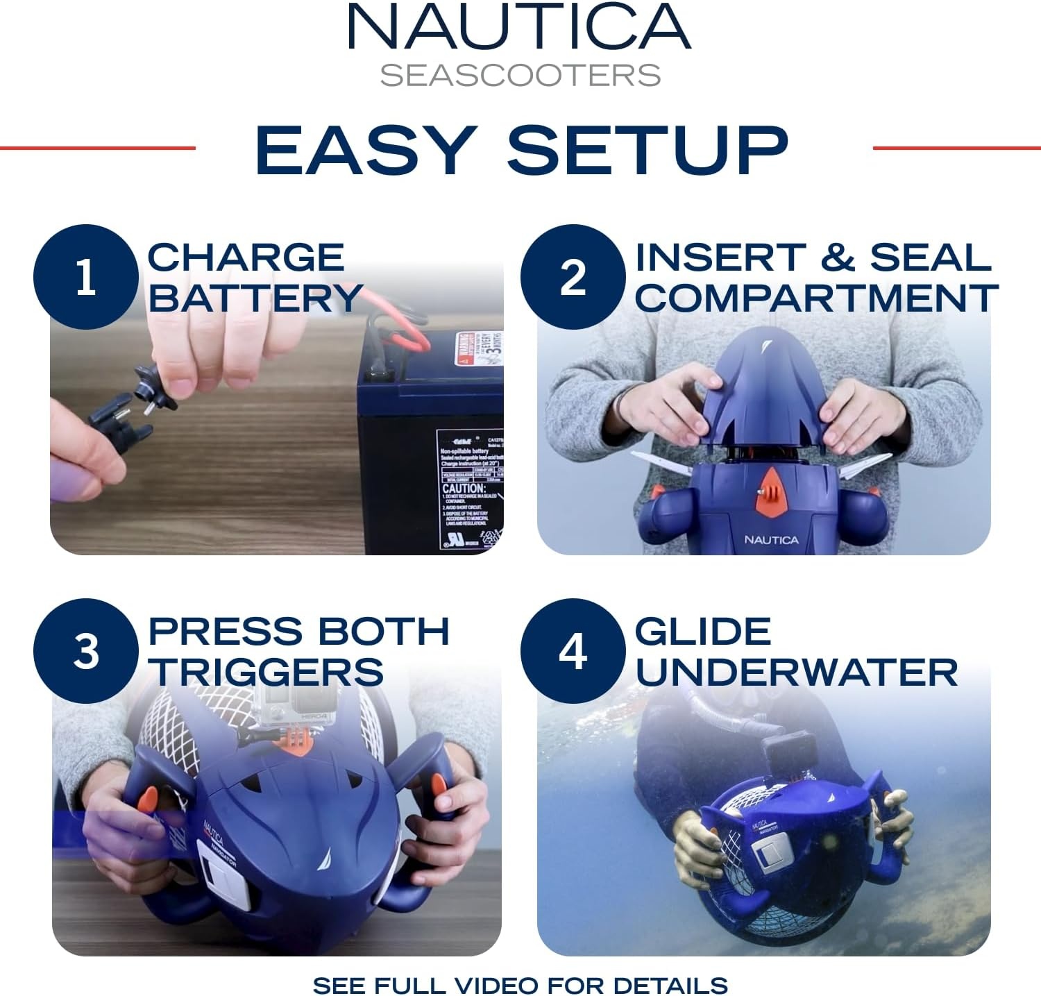 image:imageNautica Navigator and Skipper Underwater Seascooters Designed for Younger Recreational Divers and SnorkelersNavigator