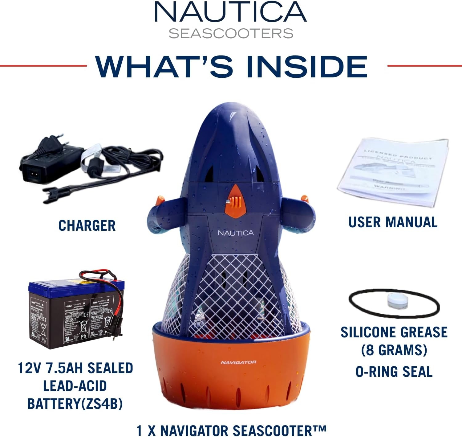 image:imageNautica Navigator and Skipper Underwater Seascooters Designed for Younger Recreational Divers and SnorkelersNavigator