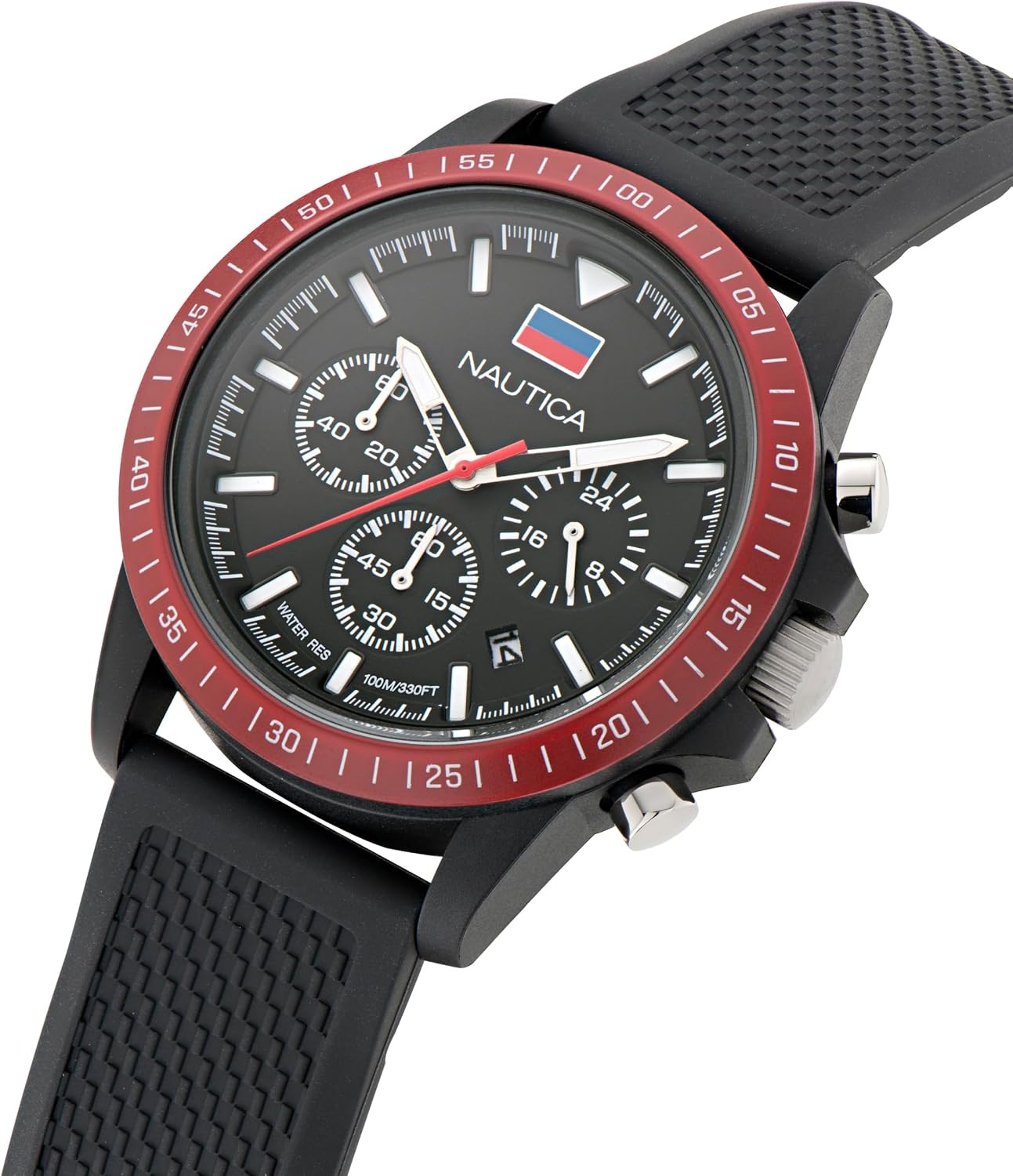 image:imageNautica One Mens WatchBlackRedIP Black