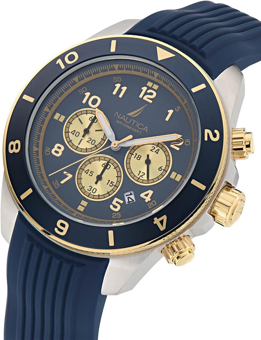 image:imageNautica One Mens WatchBlueGoldSilver
