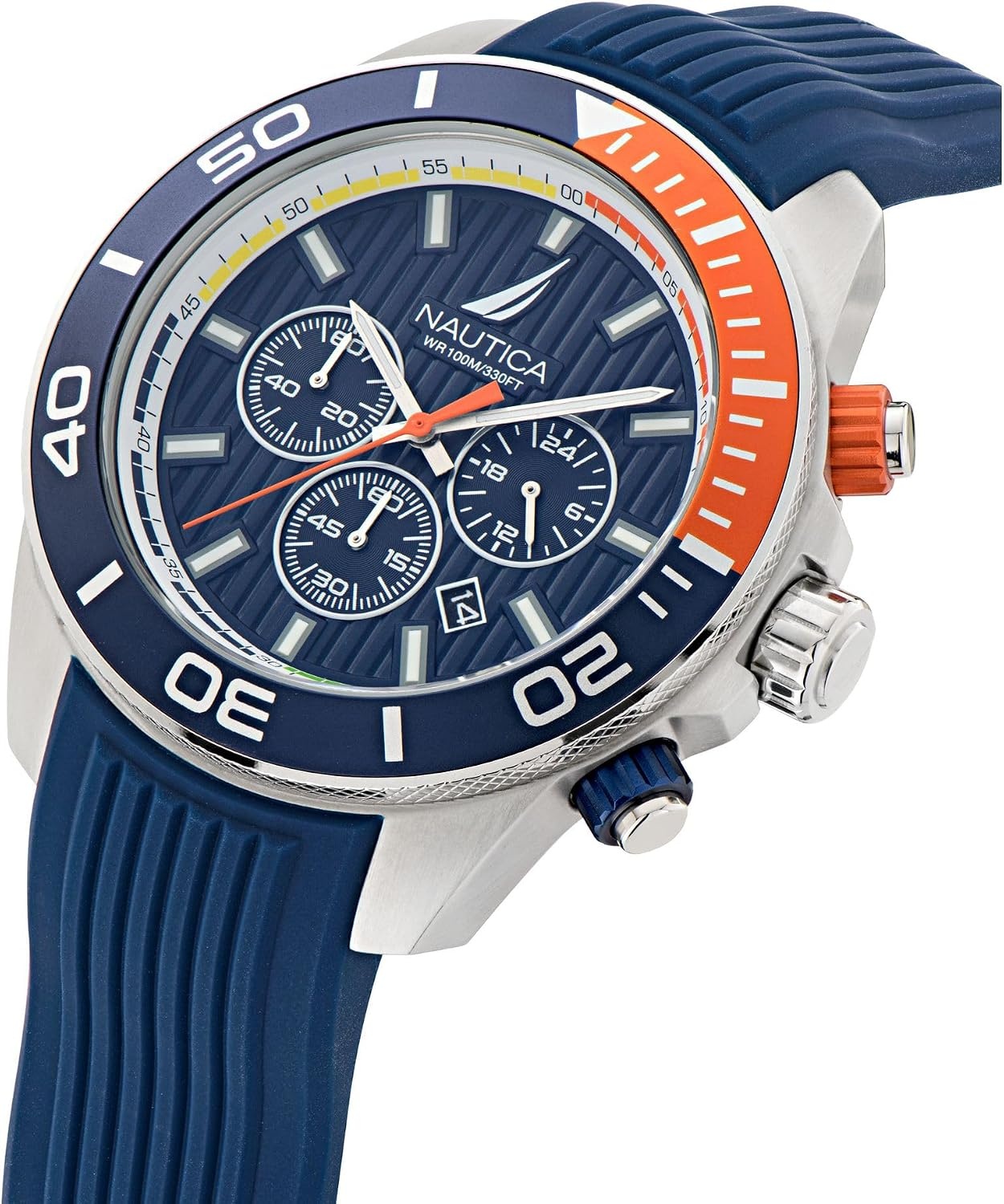 image:imageNautica One Mens WatchBlueOrangeSilver