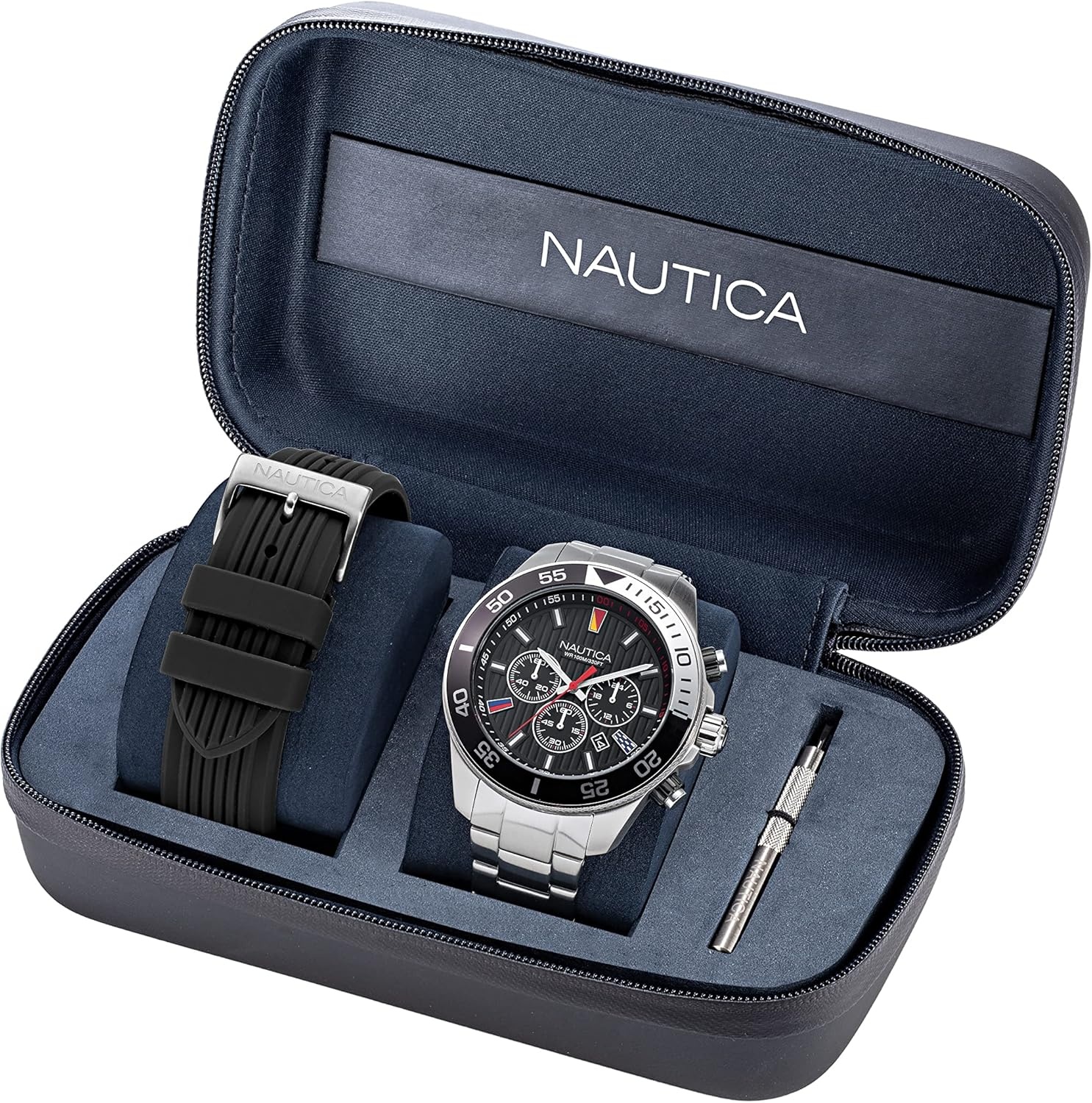 image:imageNautica One Mens WatchSilverBlackSilver
