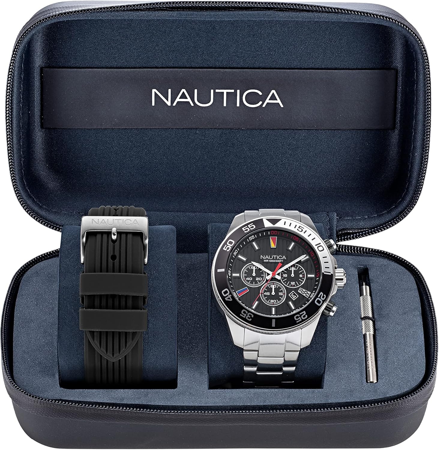 image:imageNautica One Mens WatchSilverBlackSilver