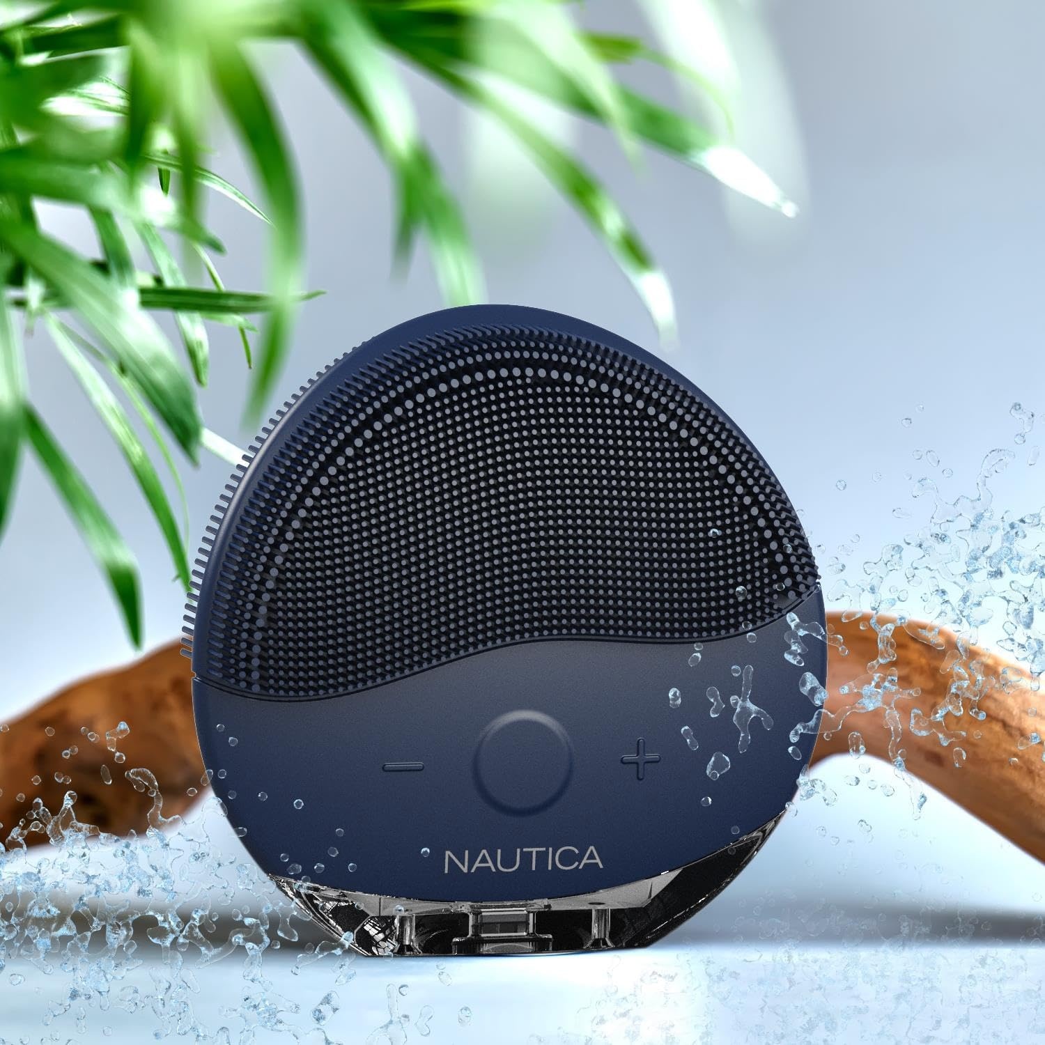 image:imageNautica PC110 DualSided Sonic Silicone Face Scrubber with USB Charging amp LED Indicator Waterproof Rechargeable Face Exfoliator Brush with Sonic Technology for Deep CleansingNavy