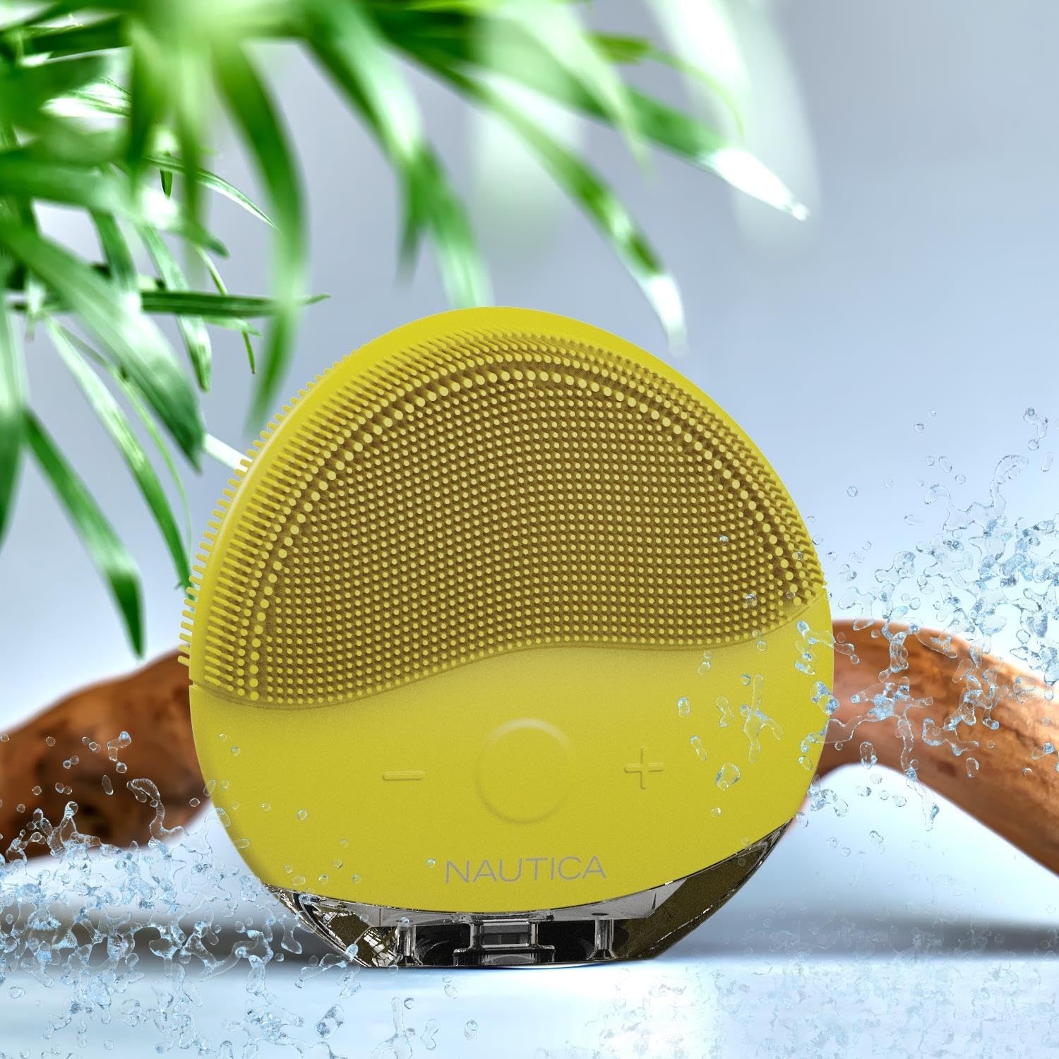 image:imageNautica PC110 DualSided Sonic Silicone Face Scrubber with USB Charging amp LED Indicator Waterproof Rechargeable Face Exfoliator Brush with Sonic Technology for Deep CleansingMustard