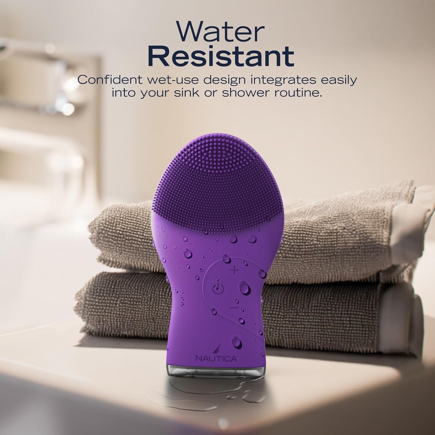 image:imageNautica PC120 Facial Cleansing Brush Made with UltraHygienic Soft Silicone Waterproof Rechargeable Vibrating Face Exfoliator Scrub Brush with Sonic Technology for Men amp Women Hy PurpleHy Purple